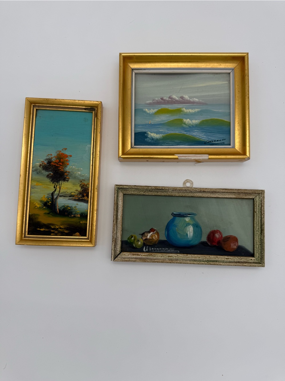 Vintage Signed Original Hand-Painted Miniature Oil Paintings – Made in Spain – 3